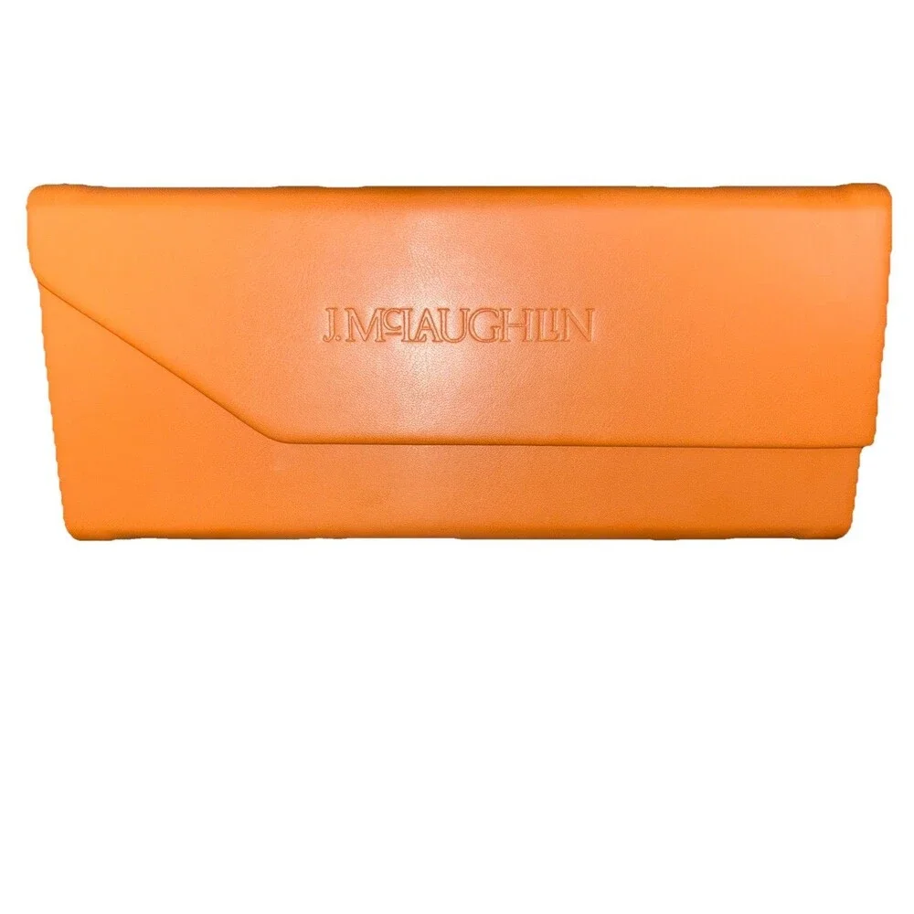J.McLaughlin Tan Leather Eyeglass Case Envelope Magnetic Folding Sunglasses Snap